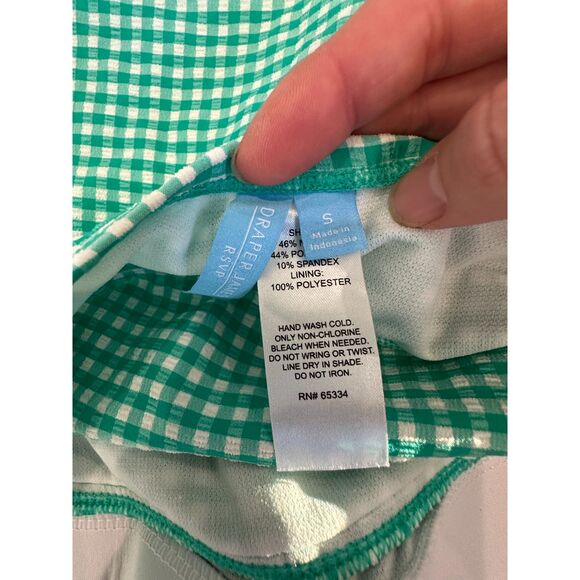NWT Draper James Green Gingham Seersucker Twist Bandeaukini Tankini Top Size S - Picture 7 of 8